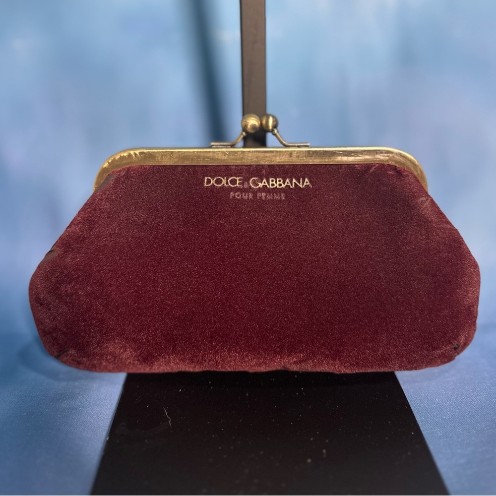 Dolce & Gabbana Burgundy Velvet Clutch